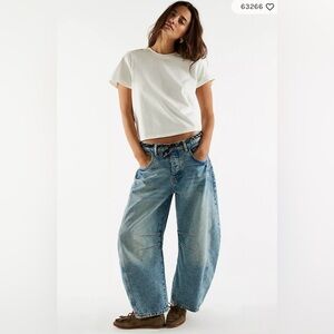 Free People Good Luck Mid Rise Barrel Jeans